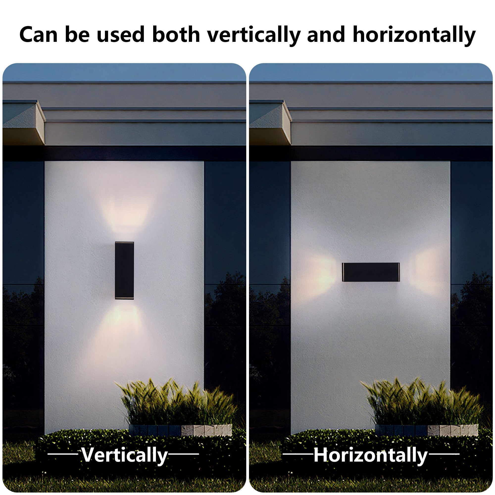 Jandcase18in Modern Outdoor Porch Light Patio Light in 2 Lights with Aluminum Rectangular Tube and Tempered Glass Cover Waterproof Wall Sconce 2 Pack (Matte Black)(no bulb)