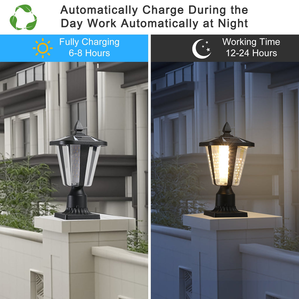 Jandcase 2-Pack 15in Modern Outdoor Lantern LED Garden Path Light for Yard Driveway Patio Weather-Resistant Exterior Lighting Fixture