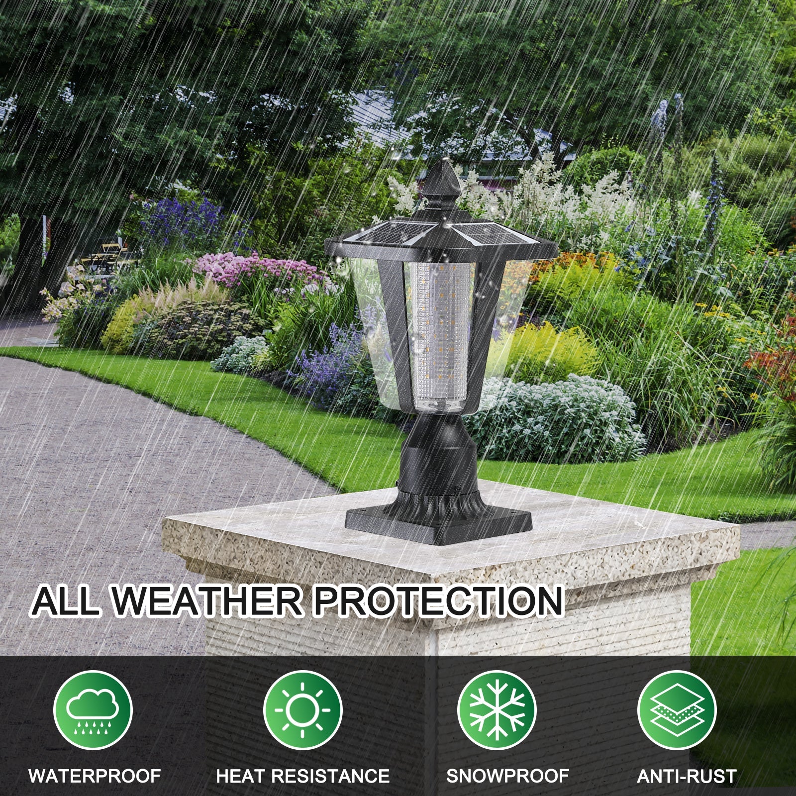 Jandcase 2-Pack 15in Modern Outdoor Lantern LED Garden Path Light for Yard Driveway Patio Weather-Resistant Exterior Lighting Fixture