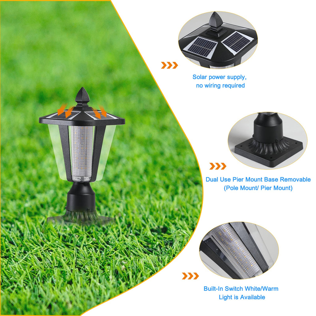 Jandcase 2-Pack 15in Modern Outdoor Lantern LED Garden Path Light for Yard Driveway Patio Weather-Resistant Exterior Lighting Fixture