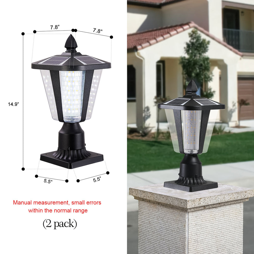 Jandcase 2-Pack 15in Modern Outdoor Lantern LED Garden Path Light for Yard Driveway Patio Weather-Resistant Exterior Lighting Fixture