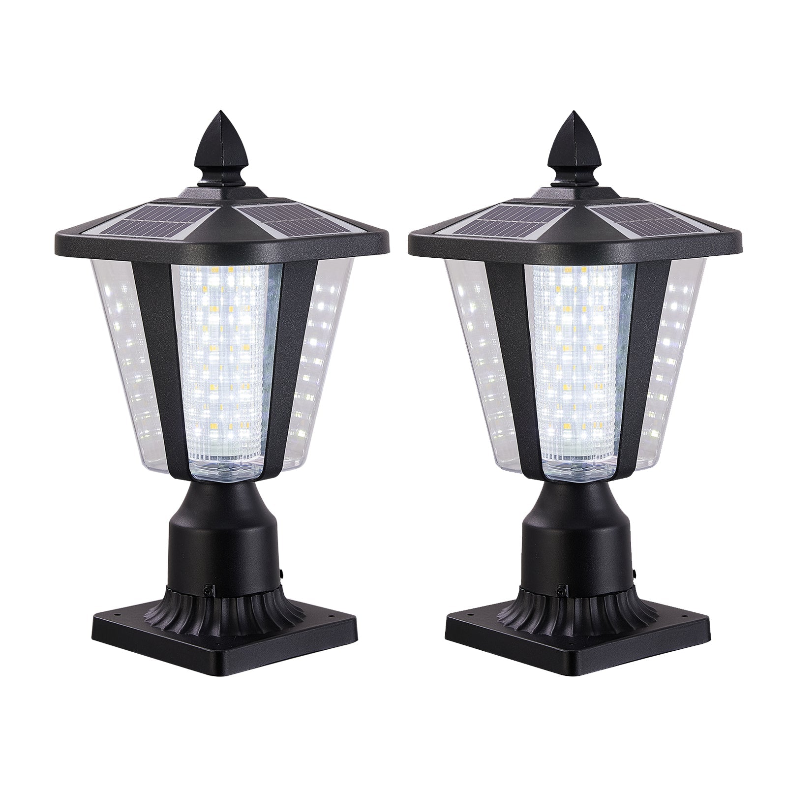 Jandcase 2-Pack 15in Modern Outdoor Lantern LED Garden Path Light for Yard Driveway Patio Weather-Resistant Exterior Lighting Fixture