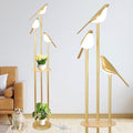 Jandcase65in Gold Bird Floor Lamp with Shelf 3-Light LED Standing Lamp Modern Decorative Tall Lamp for Living Room Bedroom Reading Corner