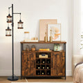 Jandcase 65in Dimmable Farmhouse Floor Lamp 3-Light Industrial Standing Lamp with Wood Accents Metal Cage Shades for Living Room Bedroom