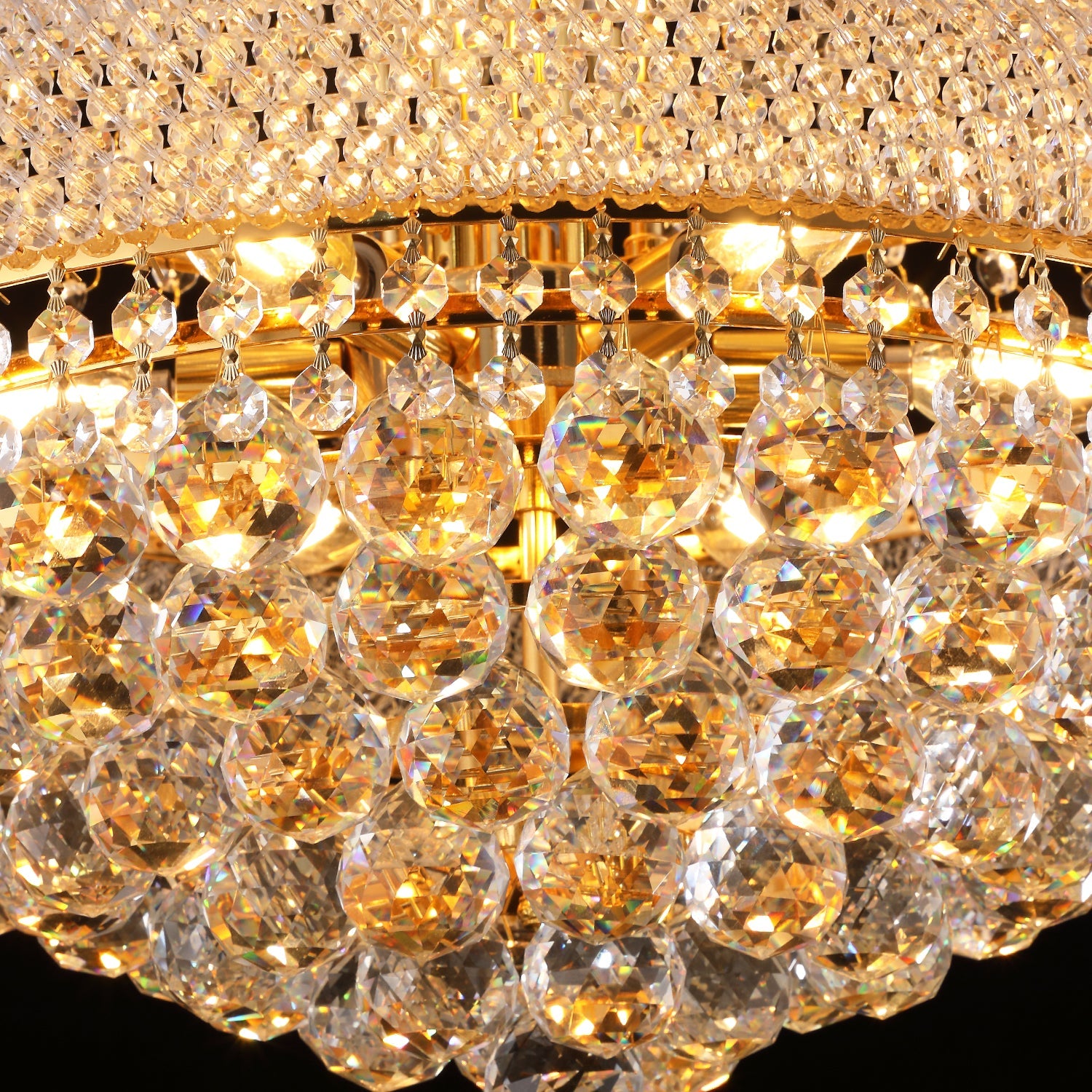 Jandcase 18in. Gold Crystal Chandelier 9-Light French Empire LED Bulbs 3000K Warm Light for Dining Room Bedroom Entryway