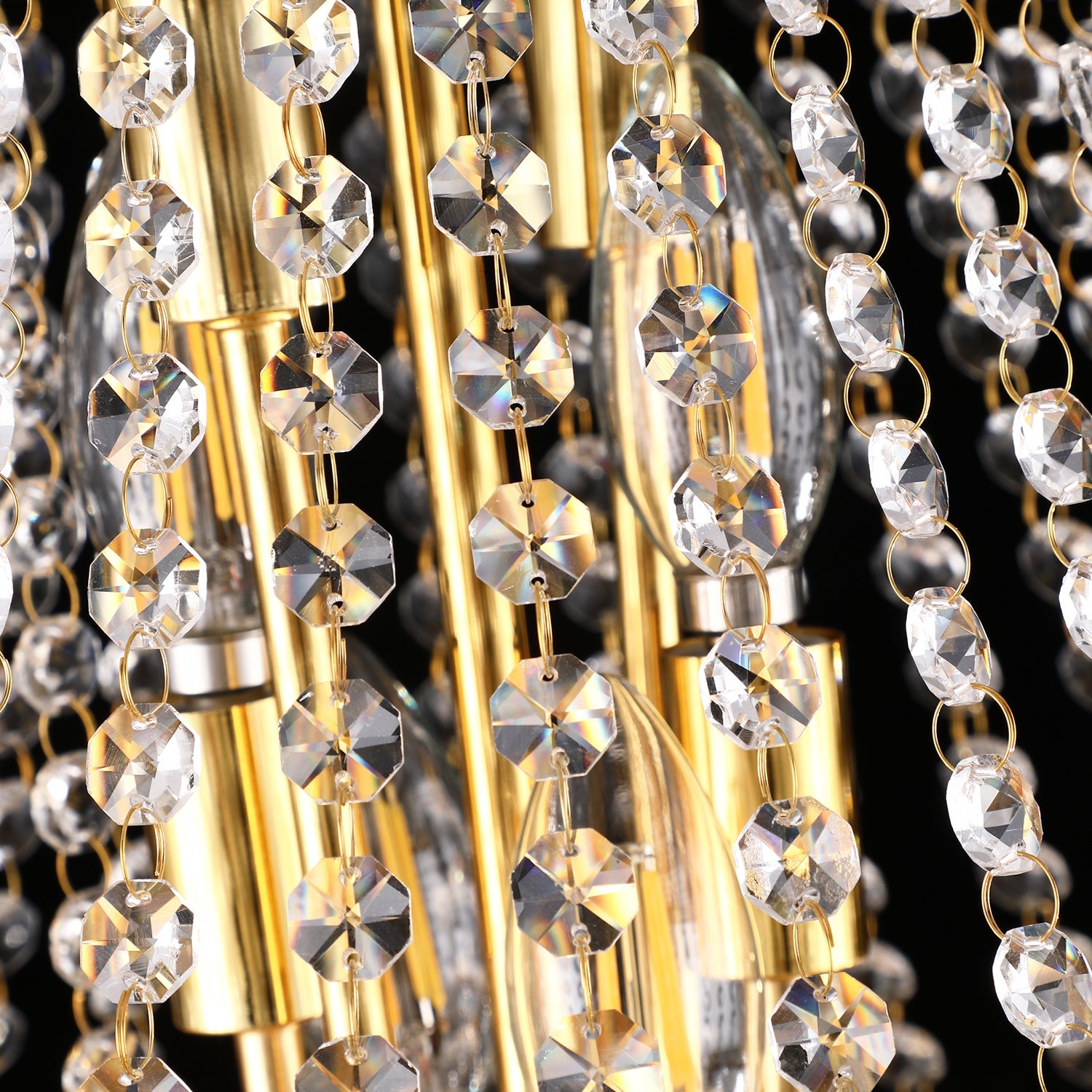 Jandcase 18in. Gold Crystal Chandelier 9-Light French Empire LED Bulbs 3000K Warm Light for Dining Room Bedroom Entryway
