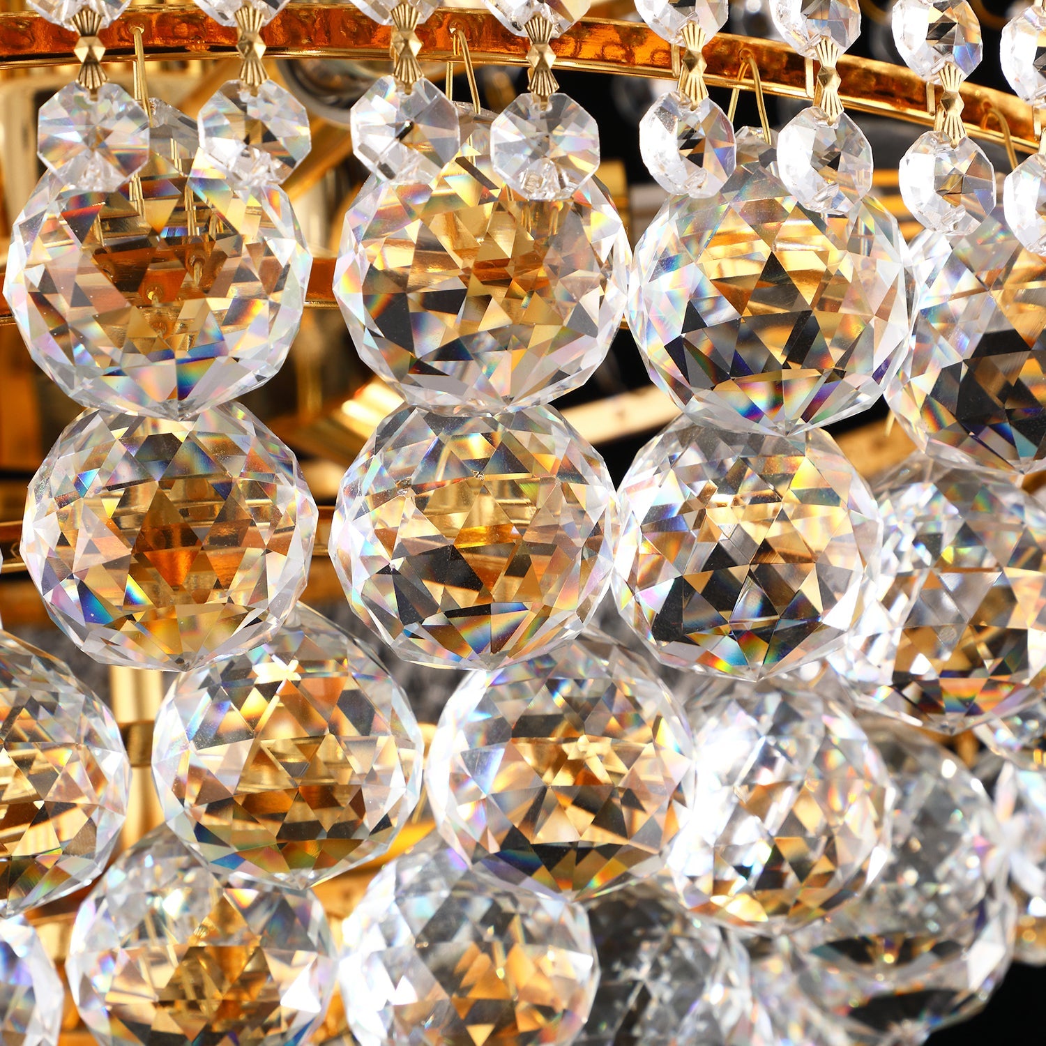 Jandcase 18in. Gold Crystal Chandelier 9-Light French Empire LED Bulbs 3000K Warm Light for Dining Room Bedroom Entryway