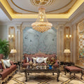 Jandcase Elegant 24" French Empire Crystal Chandelier, 12 E12 LED Bulbs, Gold Finish, Cascading Crystals, 3000K Warm White
