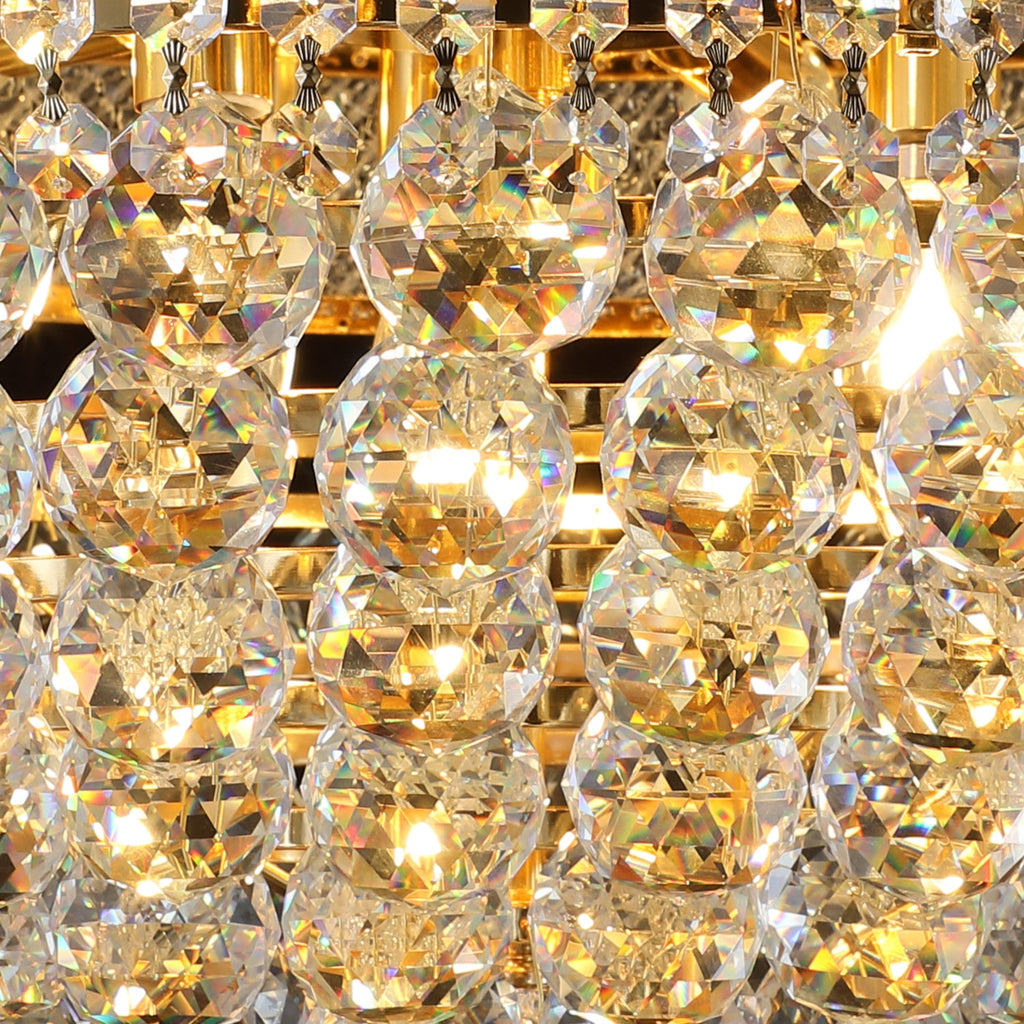 Jandcase Elegant French Empire Chandelier, 28" Gold Finish with 15 E12 LED Bulbs, 2700K-3000K Warm White Light, Crystal Cascading Design