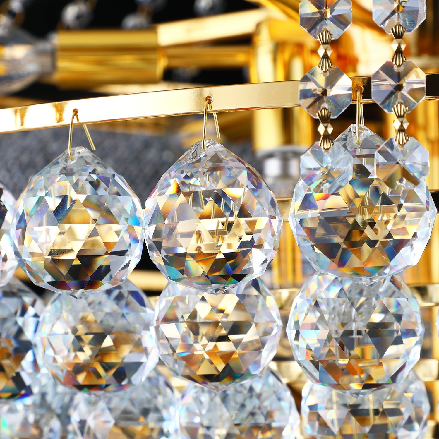 Jandcase Elegant French Empire Chandelier, 28" Gold Finish with 15 E12 LED Bulbs, 2700K-3000K Warm White Light, Crystal Cascading Design