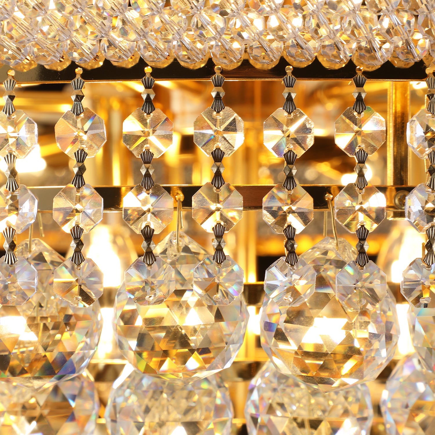 Jandcase Elegant French Empire Chandelier, 28" Gold Finish with 15 E12 LED Bulbs, 2700K-3000K Warm White Light, Crystal Cascading Design