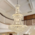 Jandcase 32" French Empire Crystal Chandelier, 27-Light Chrome Ceiling Light, 3000K LED Included, Adjustable Height, Luxury Fixture
