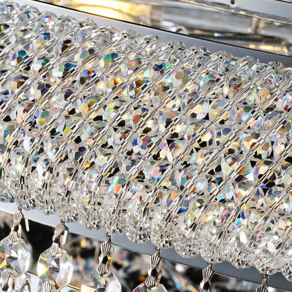 Jandcase 32" French Empire Crystal Chandelier, 27-Light Chrome Ceiling Light, 3000K LED Included, Adjustable Height, Luxury Fixture