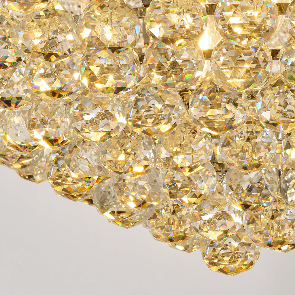 Jandcase 32" French Empire Crystal Chandelier, 27-Light Chrome Ceiling Light, 3000K LED Included, Adjustable Height, Luxury Fixture