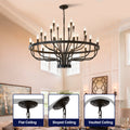 Jandcase Industrial Black Chandelier Rustic Vintage 24-Light Candle Style E12 Pendant for Dining Room Kitchen Island Living Room