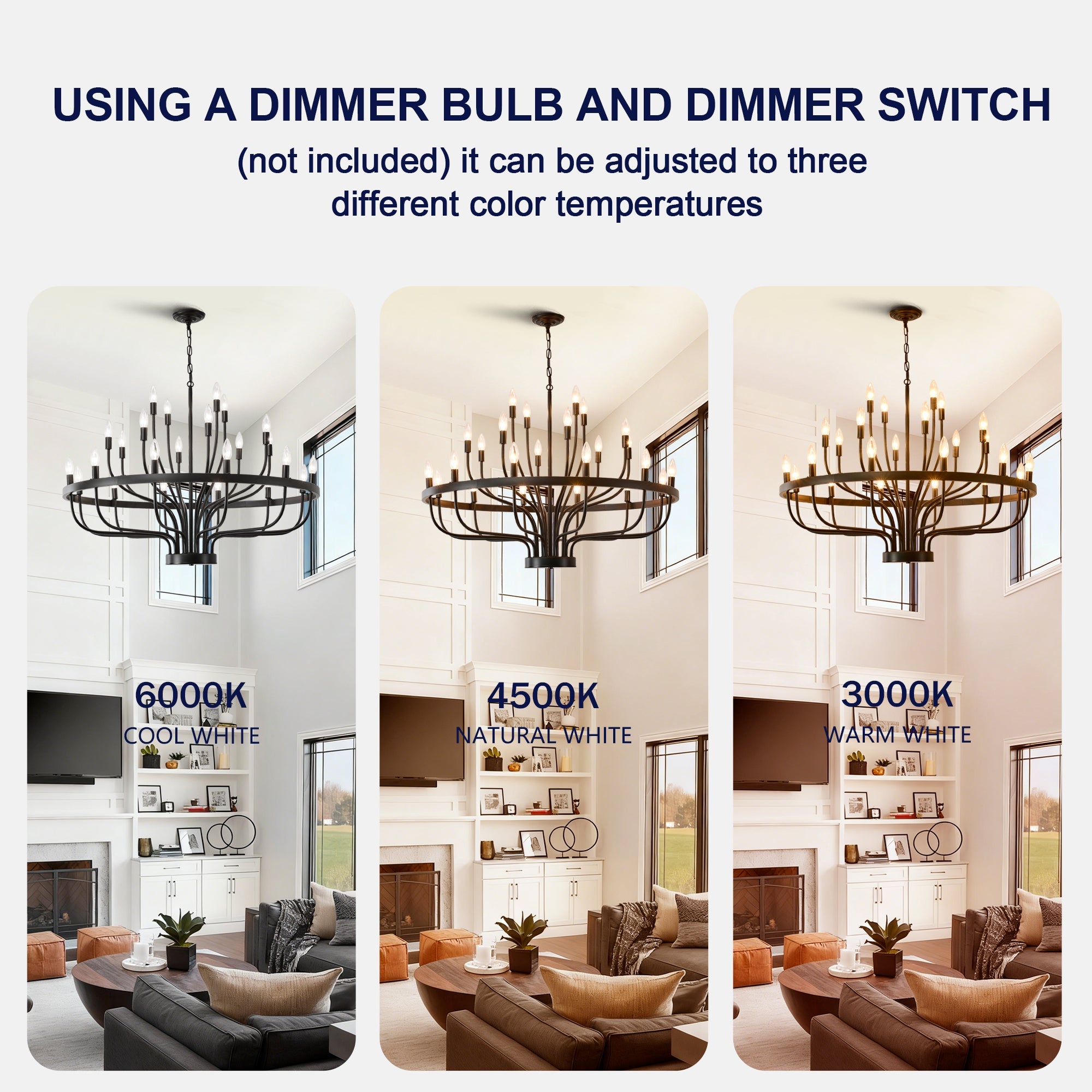Jandcase Industrial Black Chandelier Rustic Vintage 24-Light Candle Style E12 Pendant for Dining Room Kitchen Island Living Room