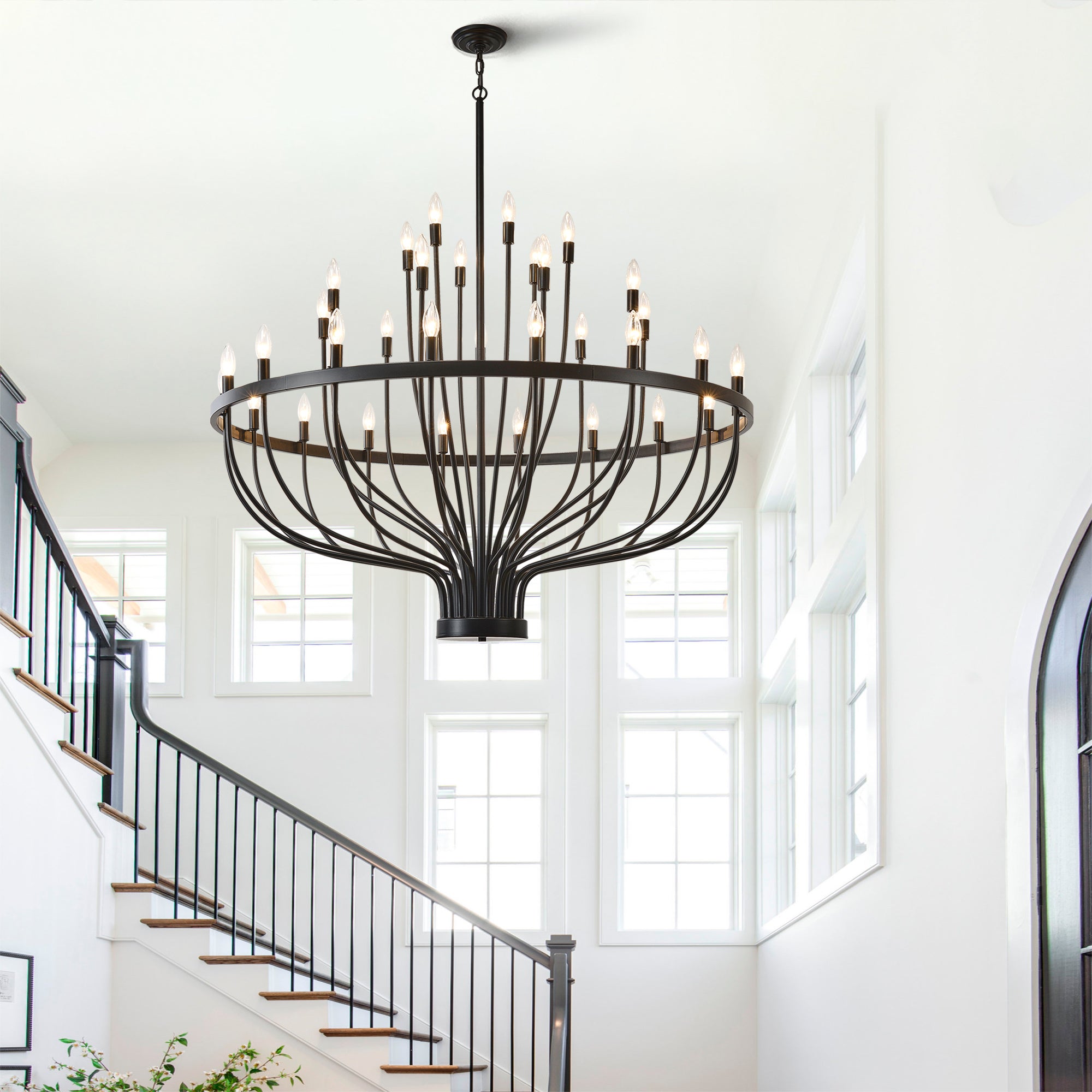 Jandcase Industrial Black Chandelier Rustic Vintage 33-Light Candle Style E12 Pendant for Dining Room Kitchen Island Living Room