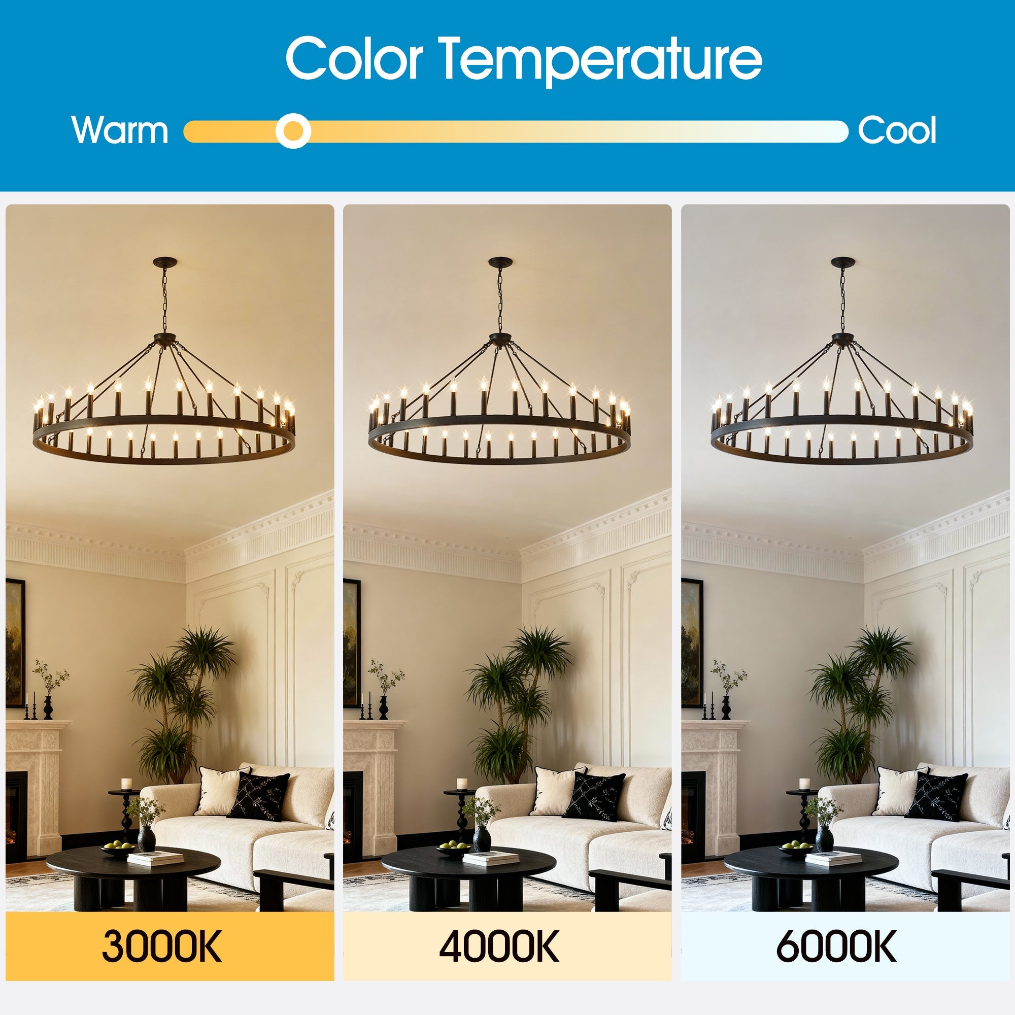 Jandcase 53" Farmhouse Wagon Wheel Chandelier, 30-Light Matte Black Ceiling Light, Adjustable Height 69", E12 Bulbs, Dining Room Fixture