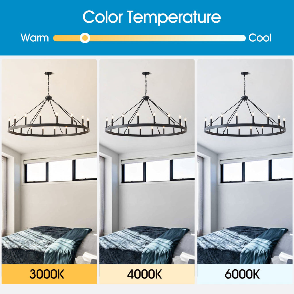 Jandcase 53.15in. Matte Black Wagon Wheel Chandelier 18-Light E12 Farmhouse Industrial Light for High Ceiling Dining Room Living Room (No Bulbs)