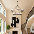 Jandcase 59.06in. Matte Black Wagon Wheel Chandelier 54-Light E12 Extra Large Farmhouse Industrial Light (No Bulbs)