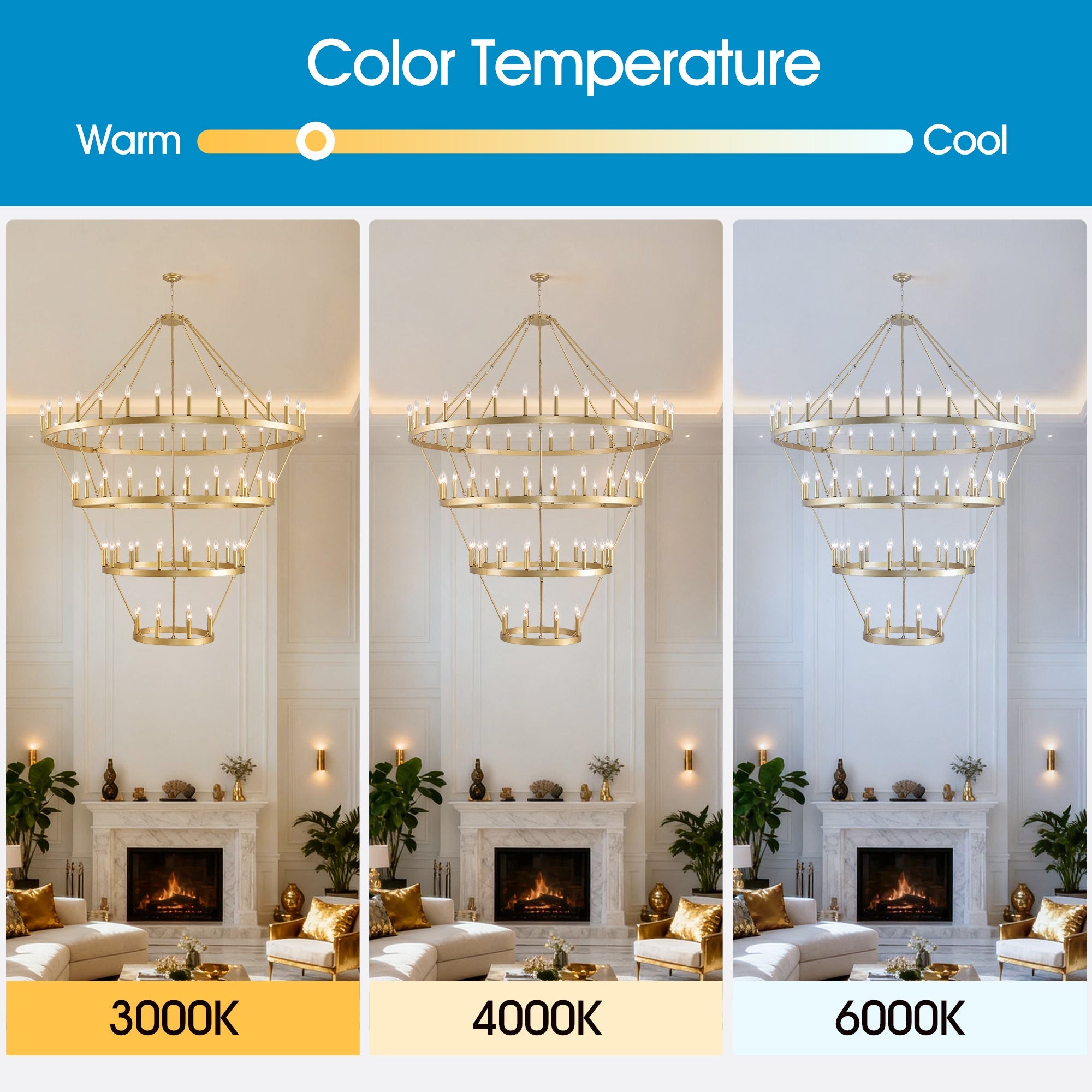 Jandcase Large 70.87" Farmhouse Wagon Wheel Chandelier, 60 Lights, Gold Finish, Adjustable Height, E12 Bulbs, Ideal for Dining Rooms & Living Spaces