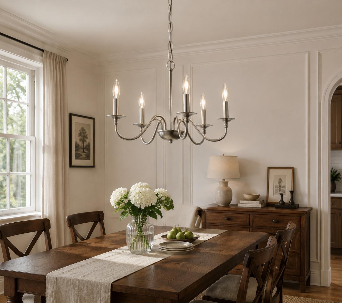 Jandcase 6-Light Nickel Branch Chandelier Modern Ceiling Pendant Light Fixture E12