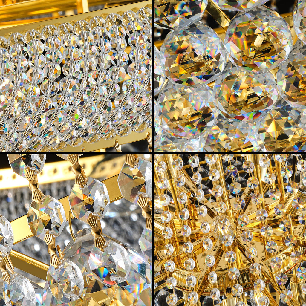 Jandcase 32in.Gold Crystal Chandelier 27-Light French Empire LED Bulbs Included Adjustable Chain 3000K Warm Light for Living Room Dining Room Foyer