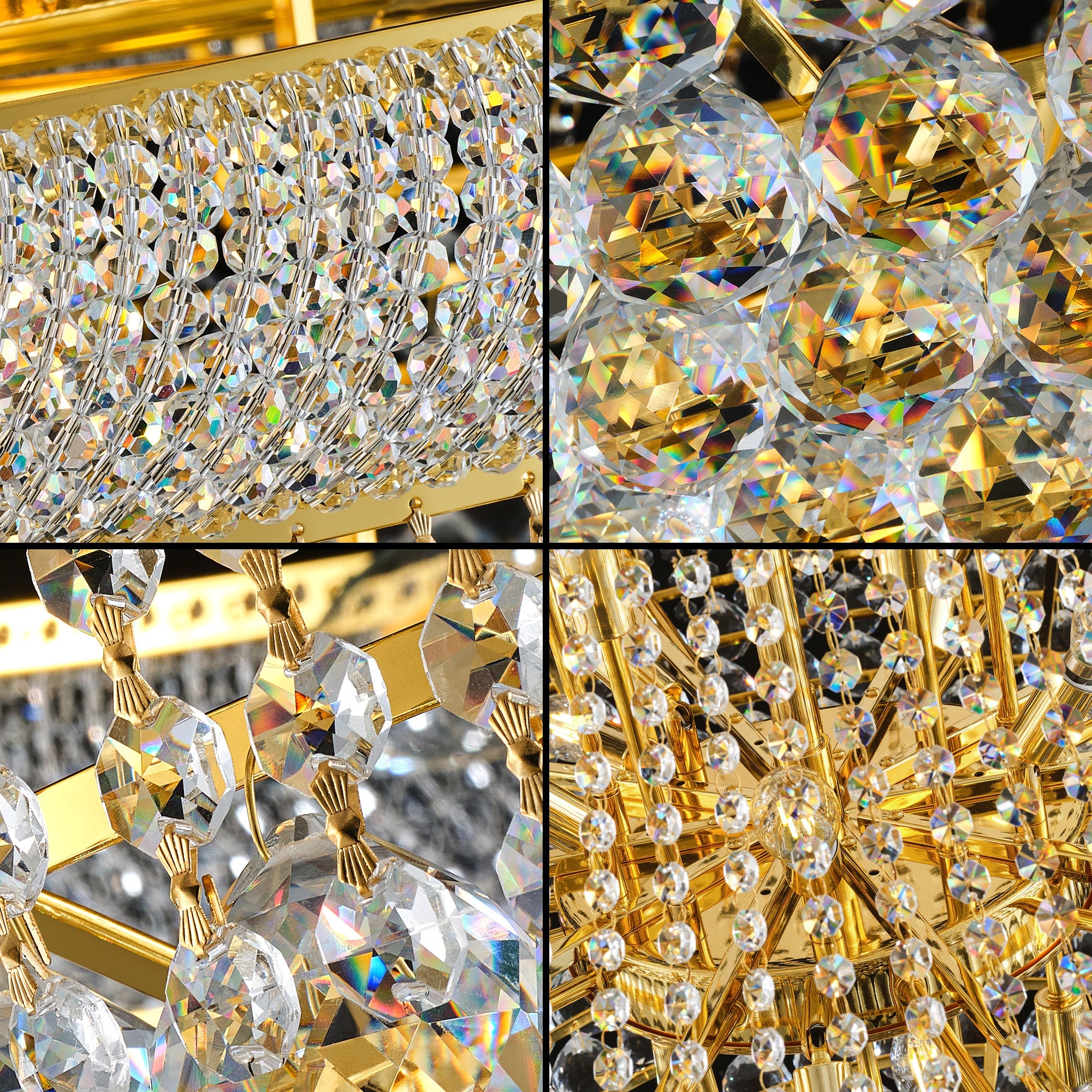 Jandcase 32in.Gold Crystal Chandelier 27-Light French Empire LED Bulbs Included Adjustable Chain 3000K Warm Light for Living Room Dining Room Foyer