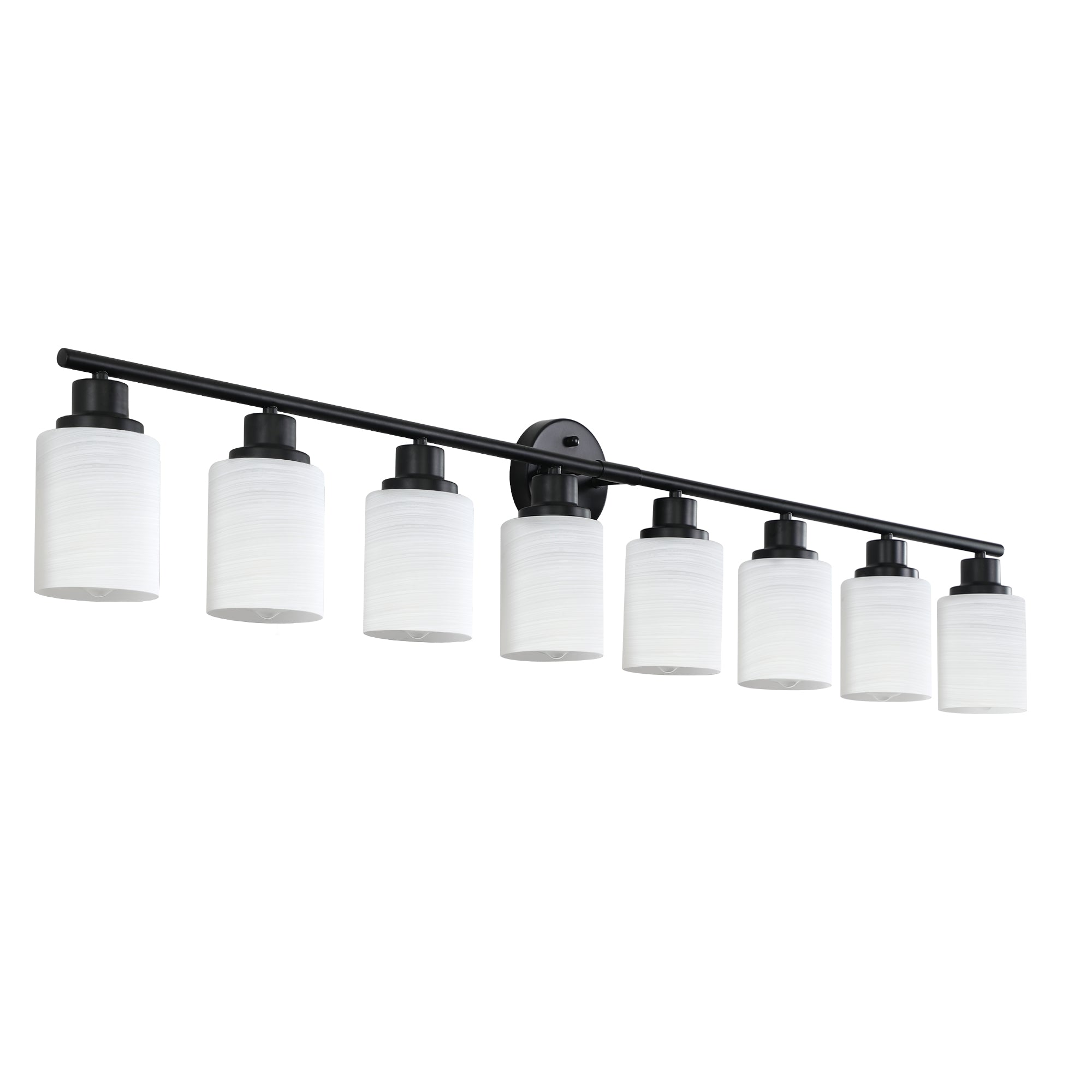 Jandcase Black & White Modern Bathroom Vanity Light, 8-Light Wall Sconce, Iron & Frosted Glass, E26 Base, Hard-Wired (Bulbs Not Included)