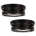 Jandcase 11 in. Black Industrial Metal Frame Flush Mount Ceiling Light with Drum Metal Cage Shade E26 Base (Bulbs Not Included)