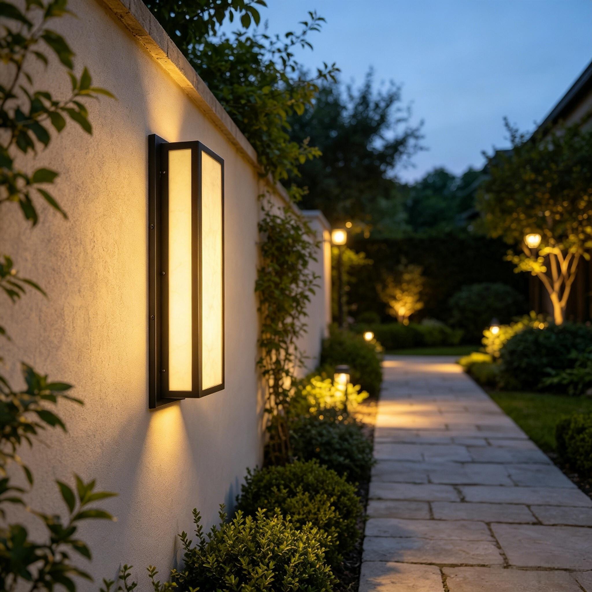 Jandcase 24.8in LED Outdoor Wall Light 30W IP65 Waterproof Marble Resin Sconce 3000K Modern Exterior Fixture